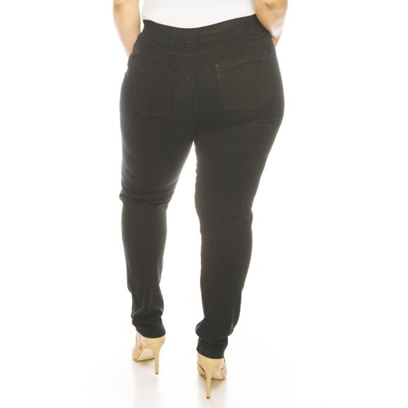 INK BLACK DISTRESSED JEGGING - JUNIORS PLUS - Picture 2 of 2